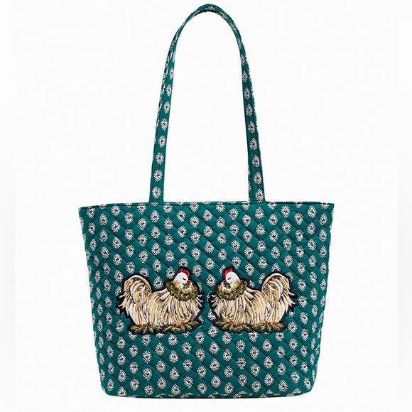 Vera Bradley Small Vera Tote Quilted Cotton ✨ French Hen + Snow Globe Motifs - Picture 13 of 16